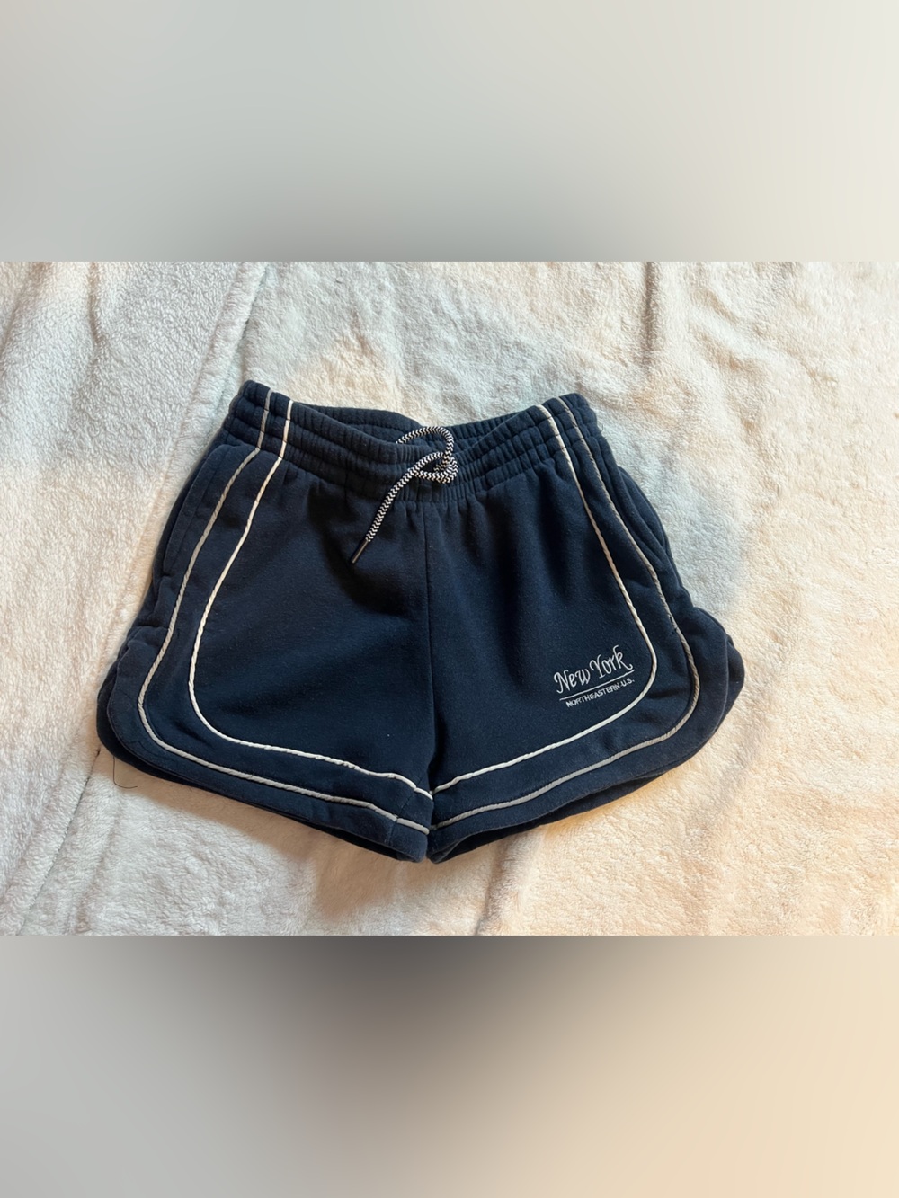 Woman Navy Blue Athletic Shorts with Contrast Piping